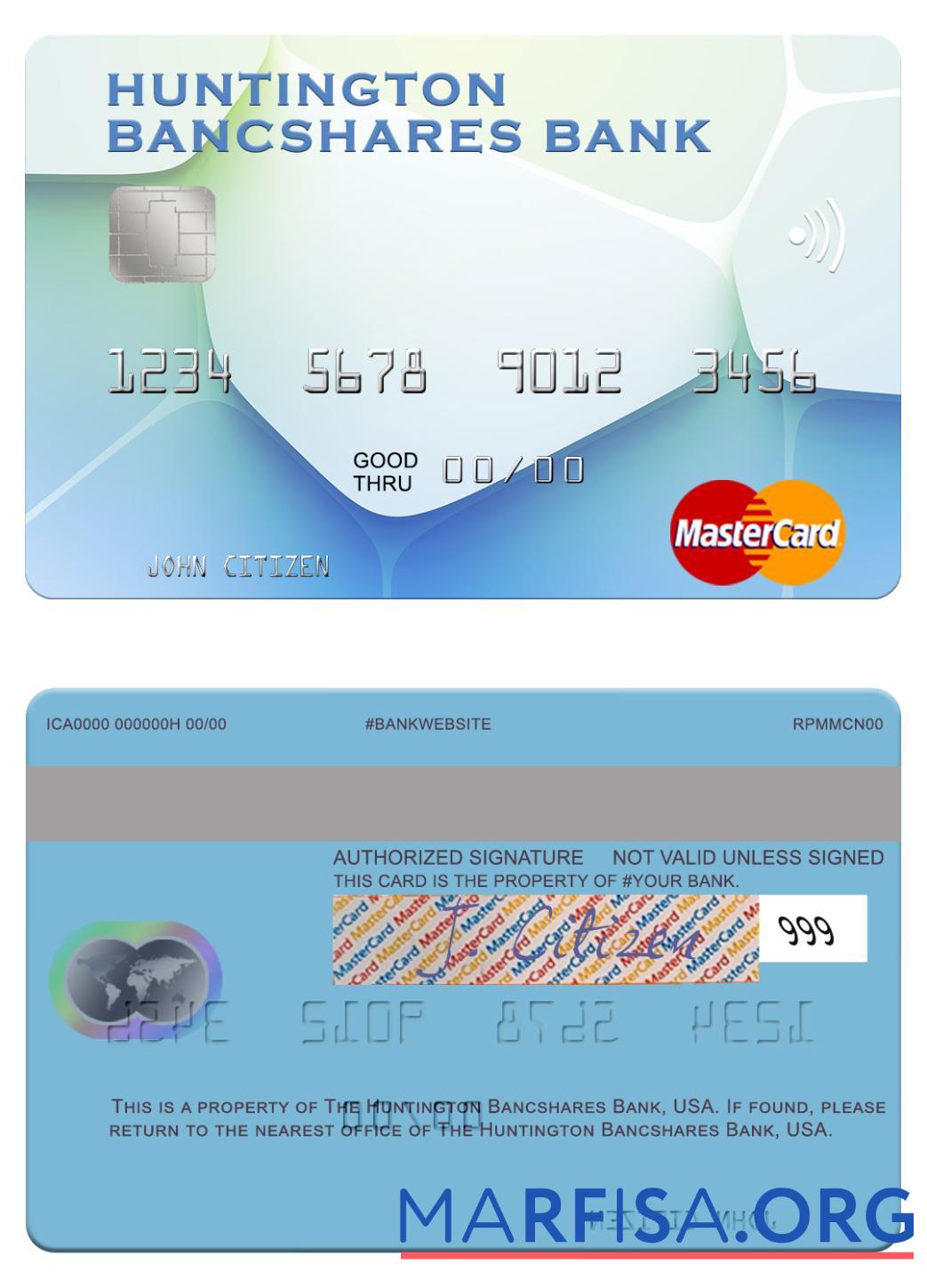 Downloadable USA Huntington Bancshares Bank mastercard real example